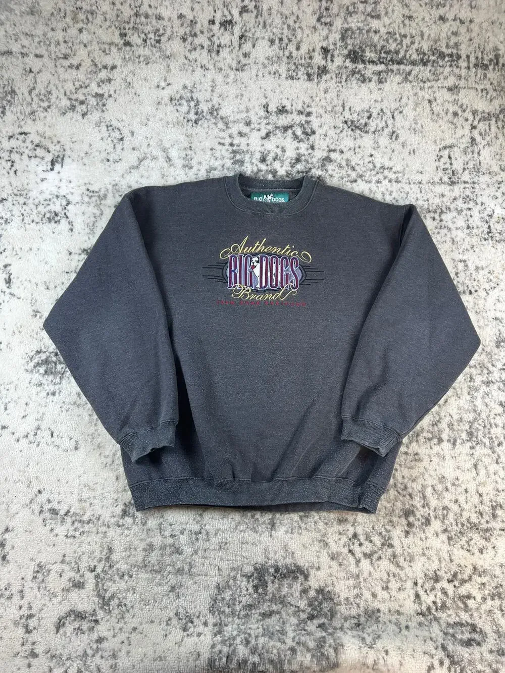 Vintage Big Dogs Sweatshirt Mens L Gray Crewneck Embroidered Streetwear Y2K 90s
